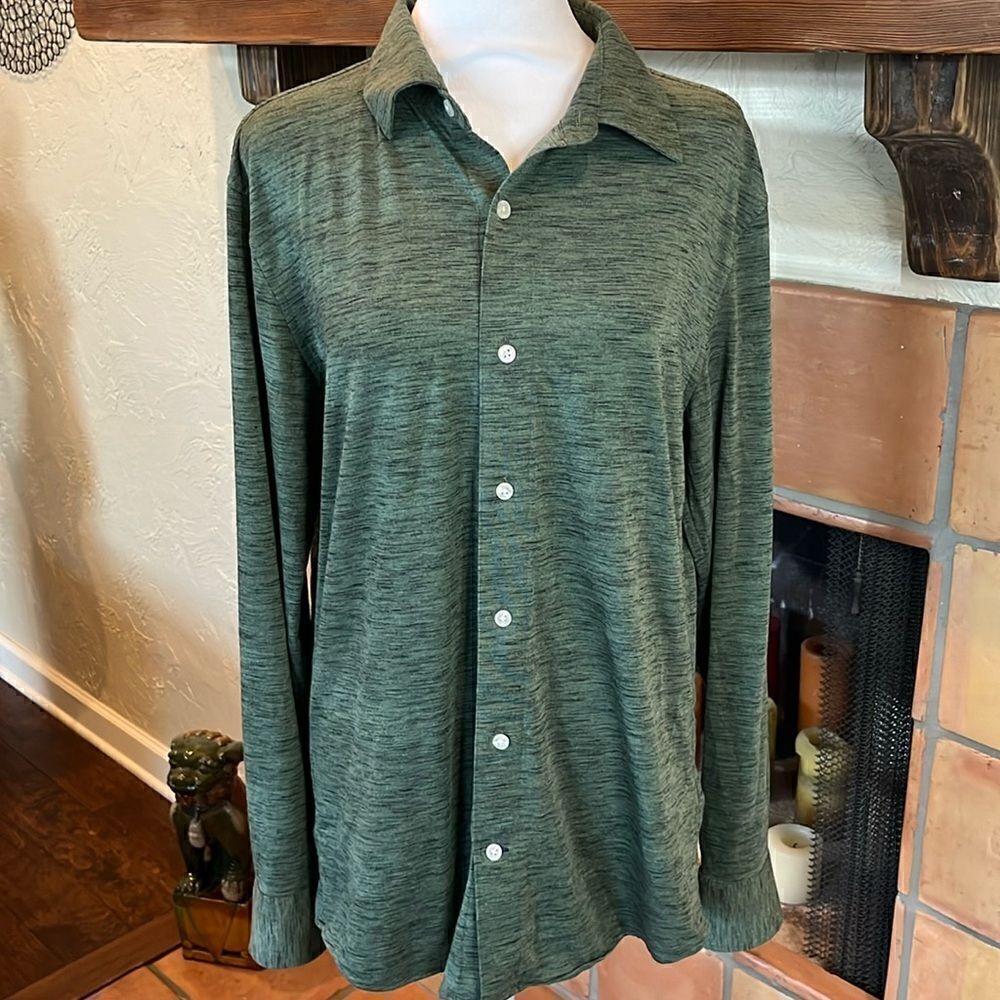 Bonobos Heather Green Stretch Slim Fit Button Down Shirt, M!